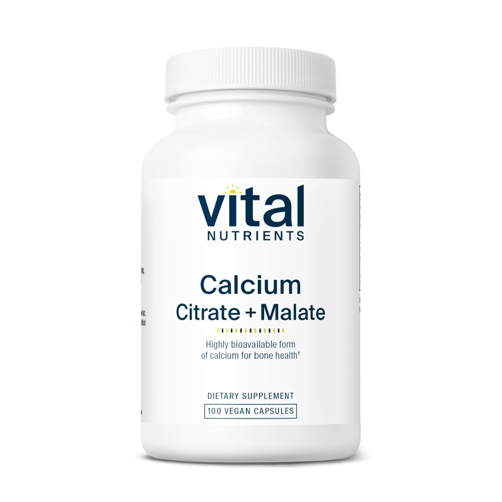 Vital Nutrients Calcium Citrate och Malate Complex 150mg | Vegan Supplement | Support Bone Strength, Muscle and Cardiovascular Health * | Gluten, Dairy och Soy Free | 100 kapslar