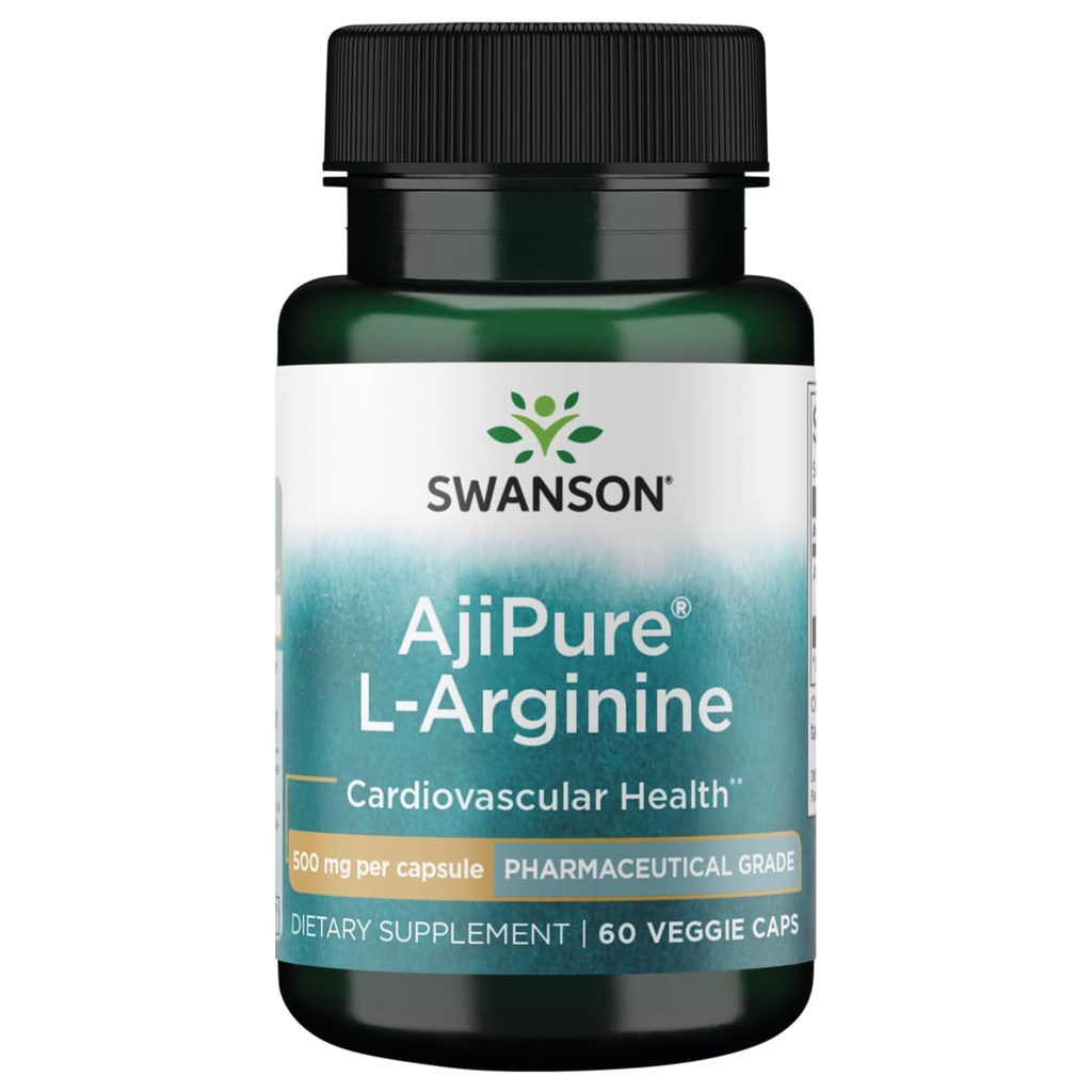 Swanson Amino Acid Ajipure L-Arginine Pharmaceutical Grade 500 Milligram 60 Veg kapslar