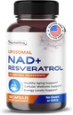 Liposomal NAD+ 600mg with Resveratrol 200mg for Cellular Energy & Healthy Aging – 180 Capsules – Vegan, Non-GMO, USA Made
