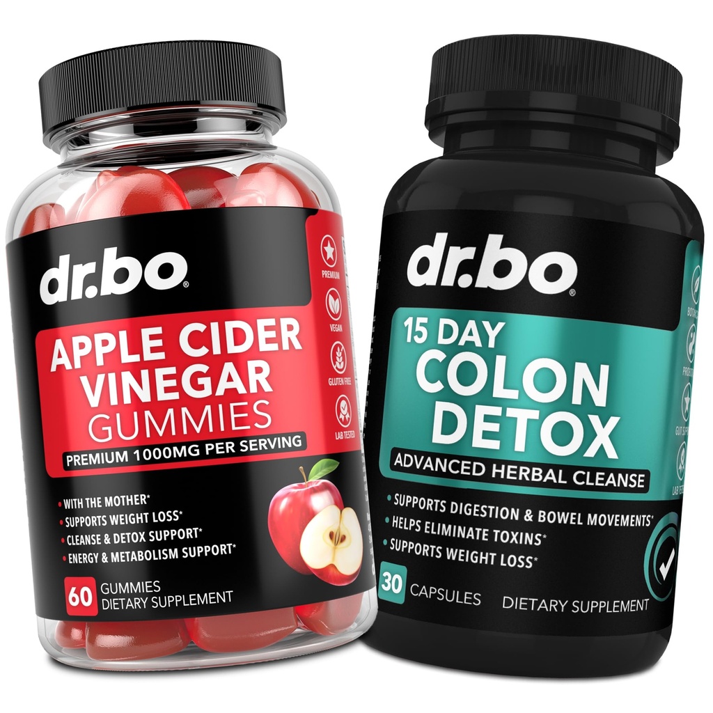 ACV Gummies & Colon Cleanser Detox - 1000MG Apple Cider Vinegar Gummies & 15 Day Colon Cleanse Detox för Digestion & Gut Health - Snabba naturliga probiotiska laxerande piller för tarmrörelsetillskott