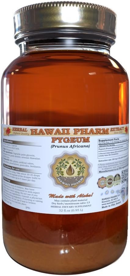 Hawaii Pharm „ygeum Liquid Extract, „ygeum (“ygeum Africanum) Tinkture, Herbal Supplement, Made in USA, 32 fl.oz