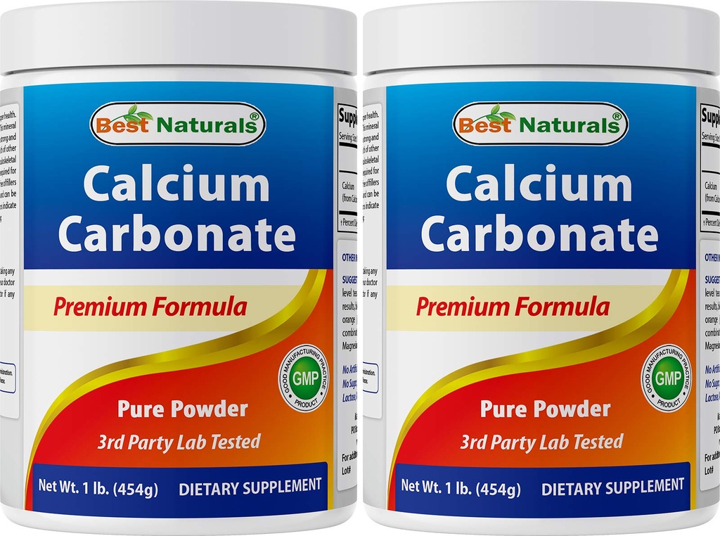 2 Pack - Bästa Naturals Calcium Carbonate Powder 1 pund (Total 2 pund) - Food Grade