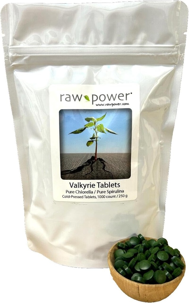 Valkyrie tabletter för husdjur, rå makt (1000 greve, 250g, kallpressad, ren chlorella /spirulina)
