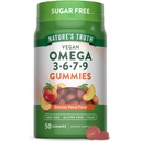 Naturens Sanning Vegan Omega 3679 Gummies | 50 greve | Peach smak | Non-GMO & Gluten fri tillägg