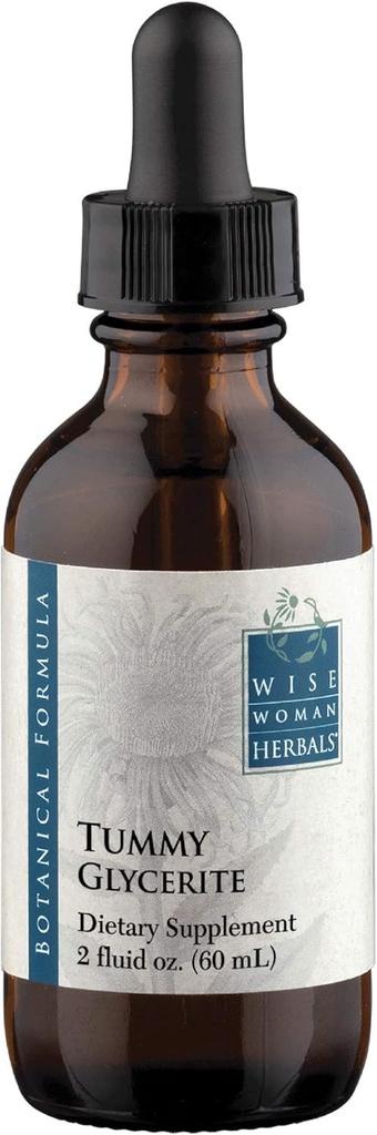 Wise Woman Herbals - Tummy Glycerite - 2 oz - All-Natural Stomach Aid - Hjälper med magbesvär, känslighet, gas och uppblåsthet - främjar hälsosam matsmältningsfunktion och bukstöd