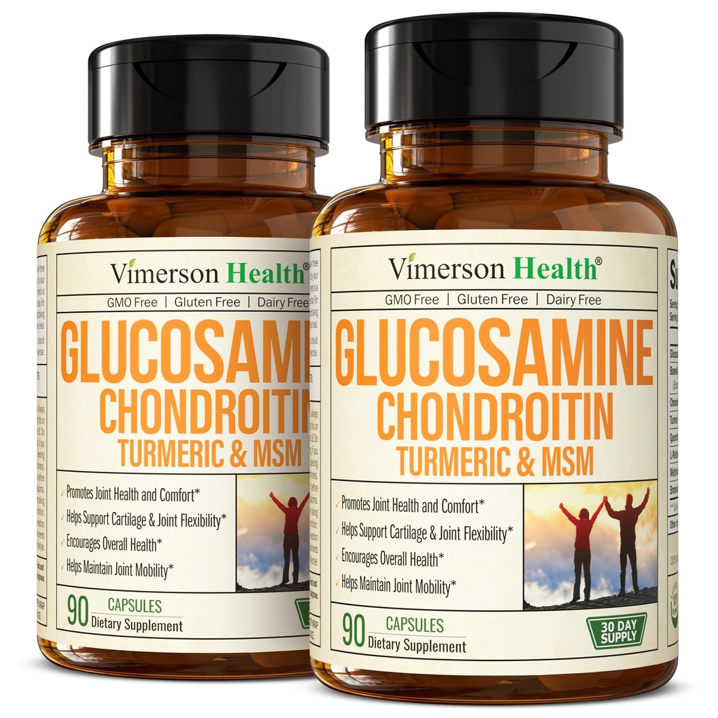 Glukosamin Chondroitin MSM - Gemensamt stöd tillskott för kvinnor och män med glukosaminsulfat 1500 mg, kodroitin och MSM - för brosk, gemensam hälsa och flexibilitet - 2 Pack