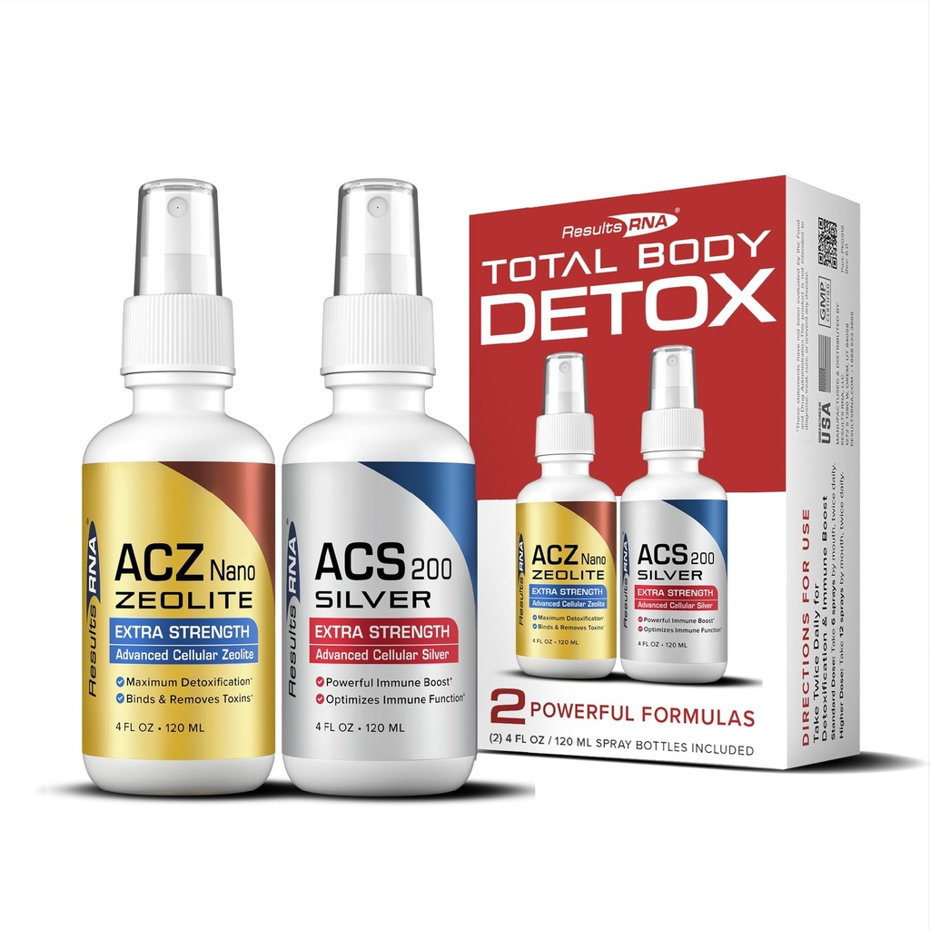Resultat RNA - Total Body Detox Extra Strength System - ACS 200 Silver & ACZ Nano Zeolite hjälper till att Detoxify & Boost Immunity (4 oz - 60 dagar)