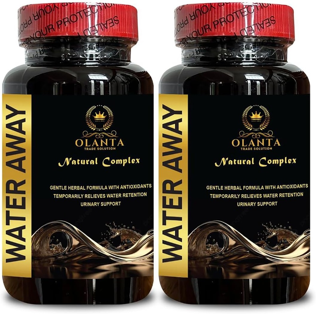 Water Away Pills - Stöd njurfunktion, Avancerad växtbaserade formel, minska överskottsvattenvikt, hjälpmedel i vattenhjälp - 2 flaskor 120 kapslar