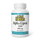 Naturliga faktorer Alfa-Lipoic Acid 400 mg, Hela kroppen Antioxidant stöd, 60 kapslar