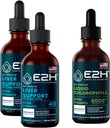 E2H: Liver Support Supplement (2 Pack - 4 Fl Oz) och Chlorophyll Liquid Drops (Single Bottle - 2 Fl Oz) | Vegan, Non-GMO - (6 Fl Oz Total) - Bundle