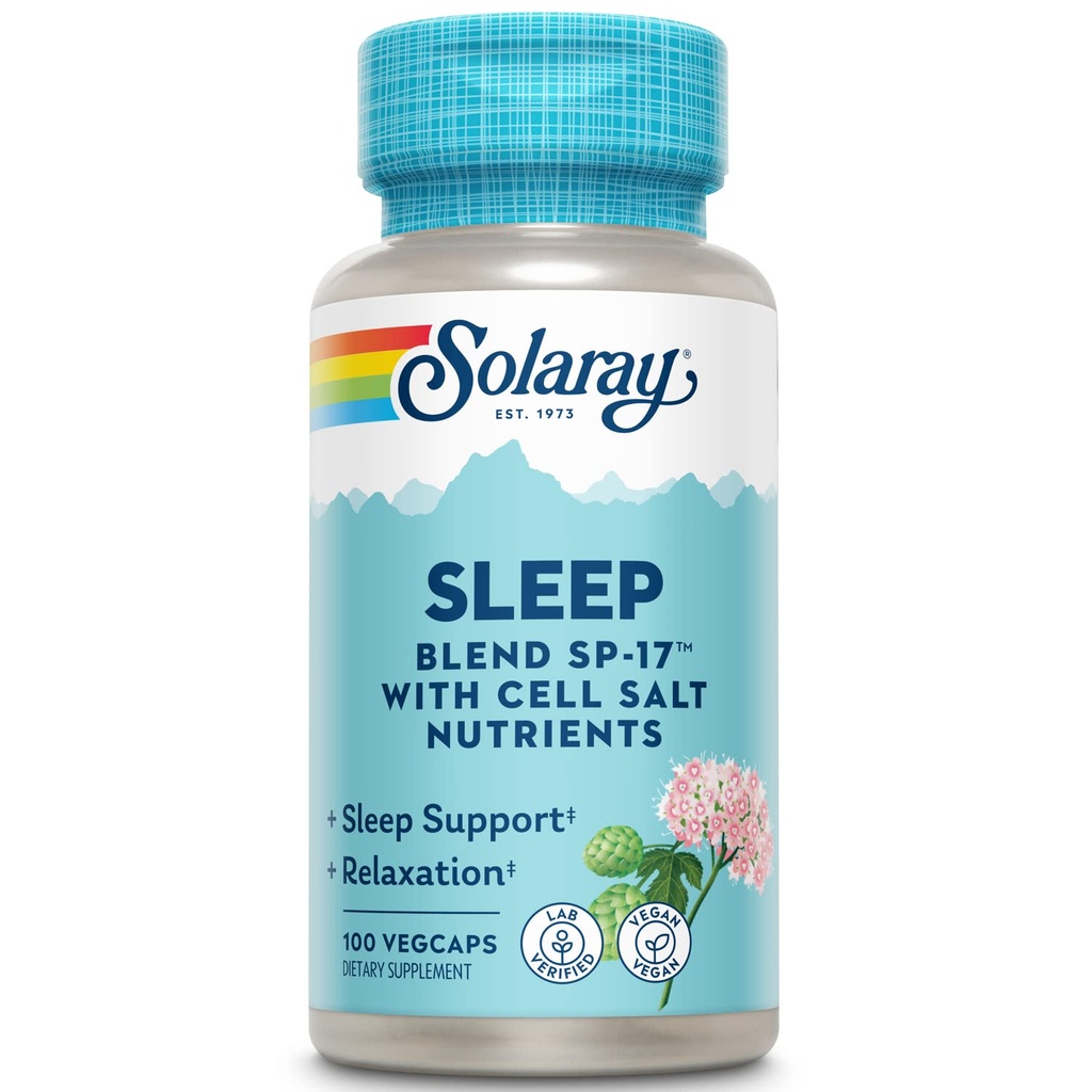 SOLARAY Sleep Blend SP-17 | Herbal Blend w / Cell Salt Nutrients för att hjälpa till att stödja hälsosam sömn och avkoppling | Icke-GMO, Vegan | 100 VegCaps