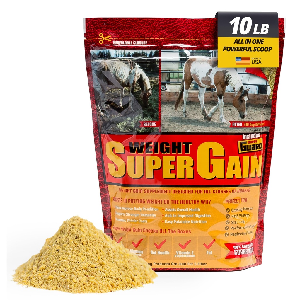 Super Viktökning 10 lb, Equine Vitamin Mineral, Probiotic & Weight Gain Supplement