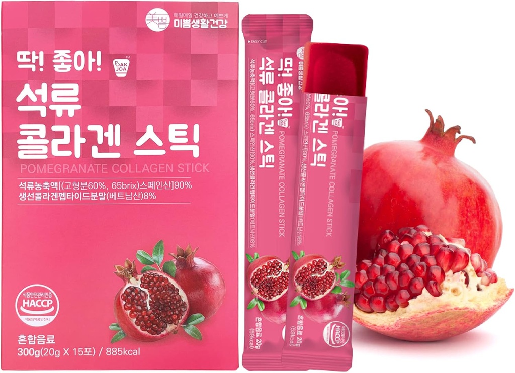 Pomegranat Collagen Jelly Stick 20g * 15 Stick 1,600 mg Låg molekylär fisk Kollagen Anti-aging [DDAKJOA]