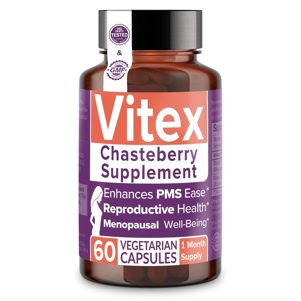 Intim Rose Vitex Chasteberry Supplement för kvinnor, 1000 mg - Chaste Tree Berry för hormonbalans, fertilitet och PMS Support, reglera cykler - 60 kapslar