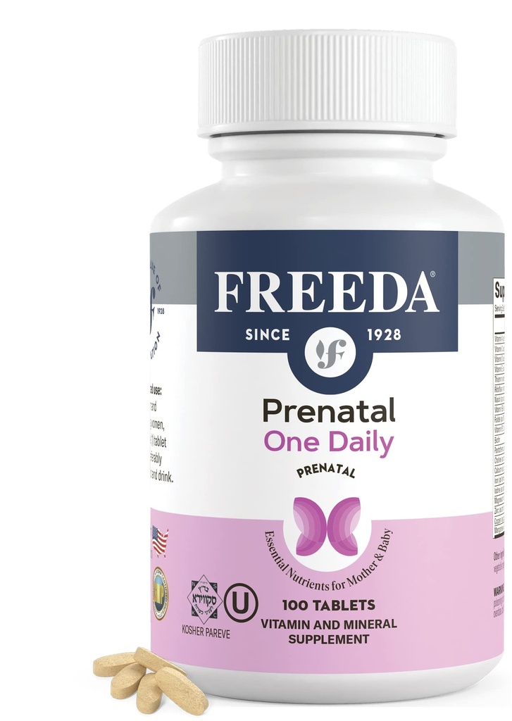 FREEDA Prenatal Vitamin - Kosher Prenatals - Prenatal Vitaminer med järn, Prenatal Folic Acid, Kolin, Vitamin D - En daglig Natal Multivitamin Stöd för gravida och aktande kvinnor (100)