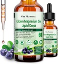 Calcium Magnesium Zink, Liquid Calcium Magnesium Citrate med vitamin D3 K2, B6, Omega-3, High Potency Liquid Magnesium Calcium Drops w. Herbal Supplement för ben, muskel, avkoppling, sömn, nerv
