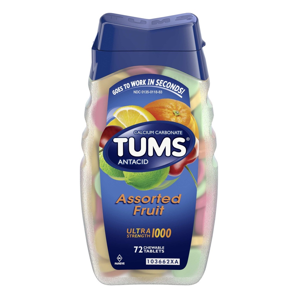 Tums Calcium Rich Ultra Styrka 1000 - Assorterad frukt - 86 tabletter