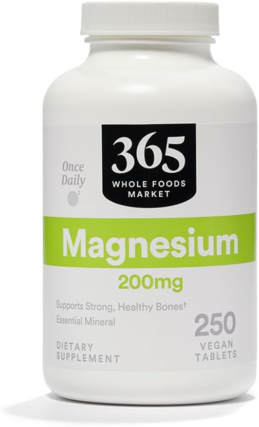 365 av Whole Foods Market, Magnesium 200mg, Vegan, 250 tabletter