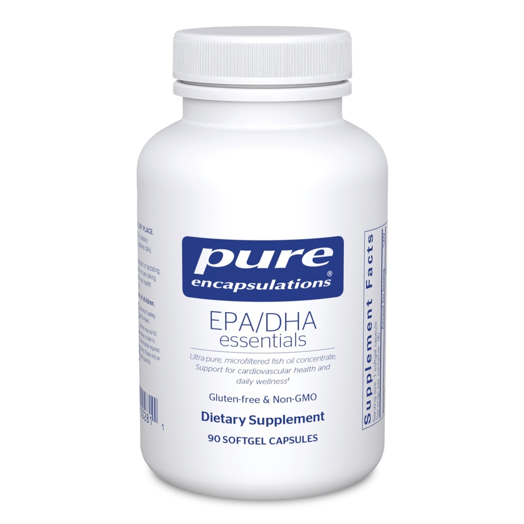 Rena inkapslingar EPA / DHA Essentials - Fish Oil Concentrate Supplement för att stödja hjärt-kärlhälsa - Premium EPA & DHA Supplement med Omega 3-90 Softgel kapslar