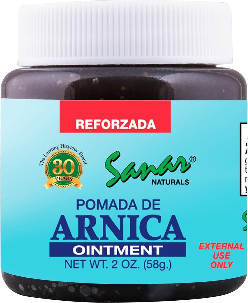 Sanar Naturals Arnica Dark Ointment Relief, 2 oz - Snabb åtgärd för gemensam, tillbaka, hals, knä, hand, fot och mer, resor storlek
