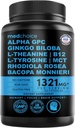 12-i-1 Nootropic Ginkgo Biloba för hjärnstöd, minne och fokus - B12, Alpha GPC, L Theanine och Choline Supplements med Bioperine Non Caffeinated 1321mg (60ct)