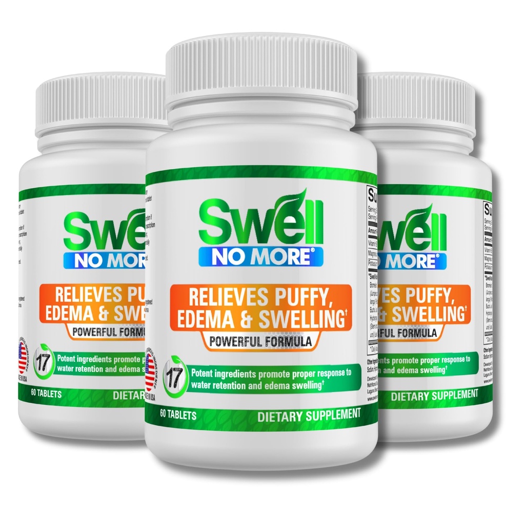 För Swollen fötter och Ankles, Reduce Swelling Legs, Edema Relief for Legs, Edema, Ankle Swelling Relief, Water Pills for Swollen Legs, Reduces Puffy Eyes, Swelling Reducer. (3 Pack/3 Month Supply)