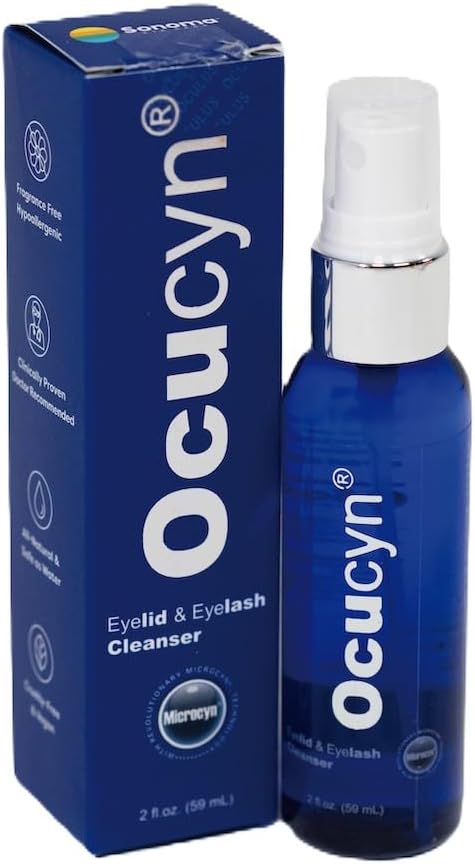 Ocucyn Daily Eyelid Cleanser, All-Natural och Pure Hypochlorous Acid Spray rengör Gently Eyelids, Behandla Blepharitis Symptom, Dry Eye, Eye Irritation, Perfekt för Everyday Use.