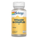 SOLARAY Vitamin B Complex 50 mg - Cellular Energy Vitamins - Metabolism och Nerve Health Support med vitamin B12, vitamin B1, B6, Niacin, Folic Acid, Biotin och andra B-vitaminer - Vegan, 100 VegCaps