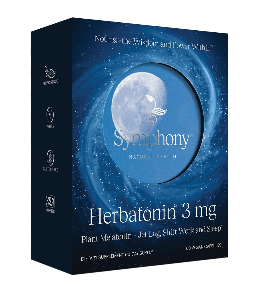 Herbatonin 3mg - Den enda naturliga växtmelatonin naturliga sömncykeln, kroppsklocka och cirkadiska rytmstöd för Jet Lag, 60 Vegankapslar (60 dagars leverans)