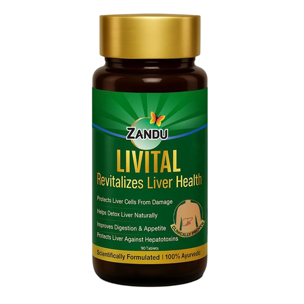 Zandu Livital tabletter, 100% ayurvediska ingredienser, skyddar lever mot olika hepatotoxiner | fördelaktigt i fettlever | Förbättrar matsmältningen och aptit & hjälpmedel i lever Detox