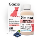 Genexa Children's Clean Acetaminophen | Pediatrician Preferred Ingredients | Smärta och feber Reducer för barn | Dye Free, 0% Artificial Additives | Ålder 2-11, Delicious Organic Blueberry Liquid, 4 fl oz