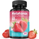 Melatonin tabletter - 10 mg kosttillskott - jordgubbssmak - 200 Vegan tabletter - av NextGenU