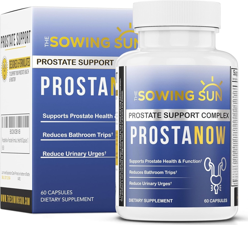 ProstaNow Prostate Formel, Saw Palmetto för män, minska frekvent urinering, stöder blåsa och urinhälsa, minska vaknar på natten för att urinera, urinvägs hälsa - 60 kapslar (1)