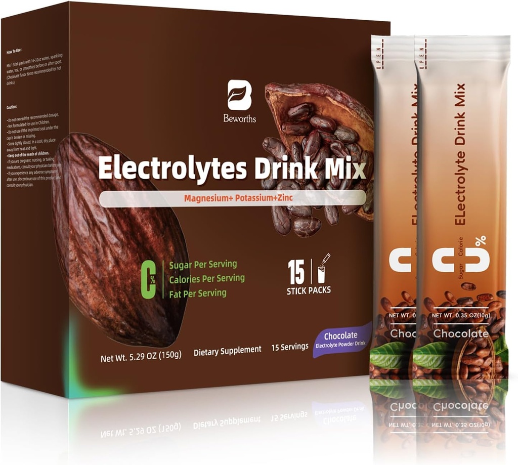 Electrolytes Powder Packets för Electrolyte Drink Mix | Sugar-Free Electrolytes Packets med Vitamins & Magnesium Replenish Hydration - 15 Sticks
