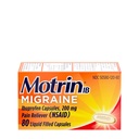Motrin IB Migraine Relief Liquid Gel Capsules med 200 mg Ibuprofen per kapsel, snabb och effektiv Migraine Headache Medicine med NSAID Pain Reliever Ibuprofen, koffeinfri, 80 ct