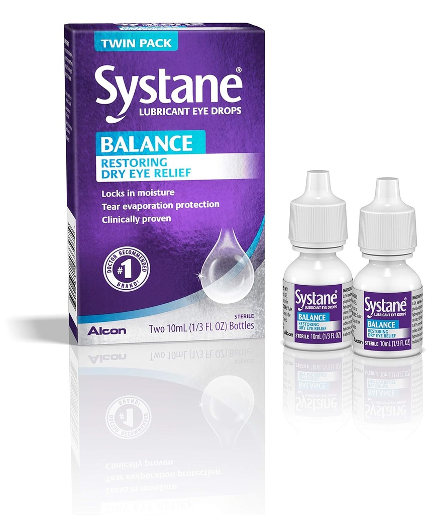 Systane Balance Lubricant Eye Drops, Twin Pack, 10ml Varje