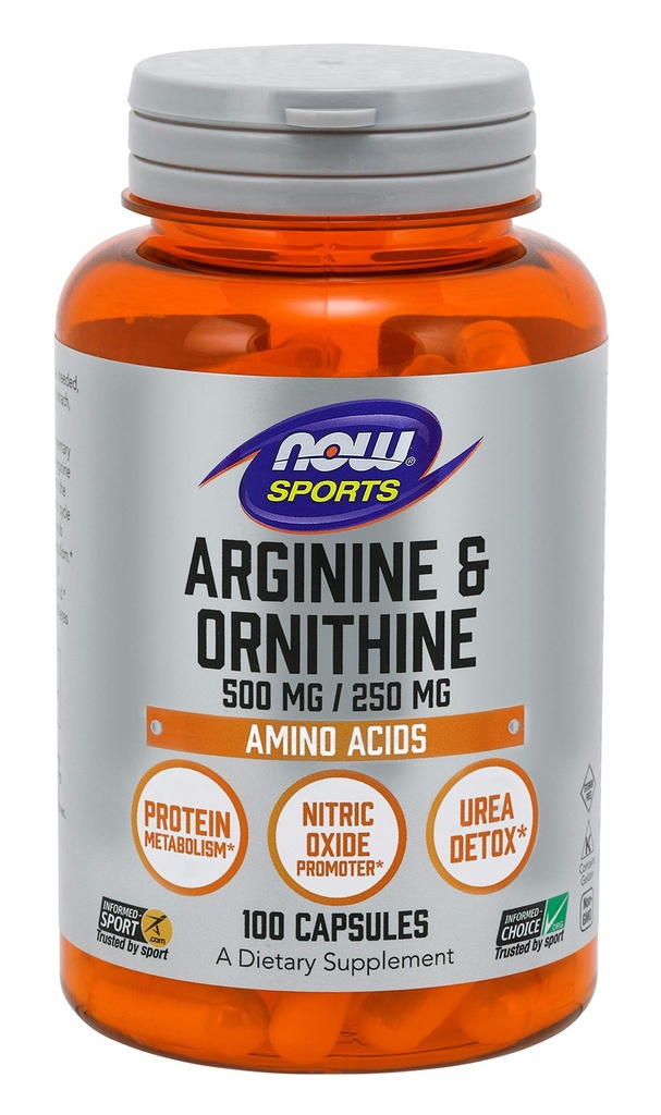 Now Foods L-Arginine and Ornithine, 100 Capsules