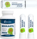 Grundläggande Vigor Migrastil Migraine Support Kit med Migraine Stick, Capsules & Nausea Inhaler. Tillverkad i USA