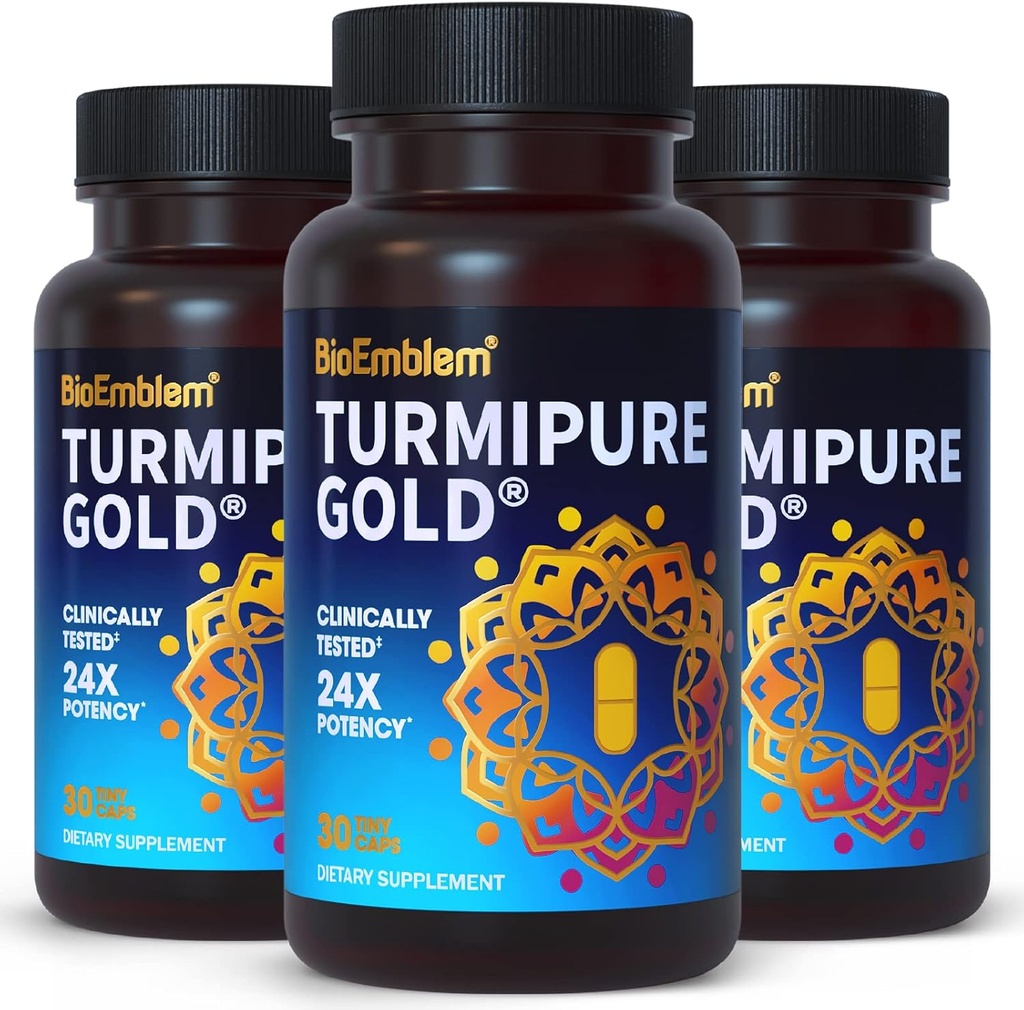 BioEmblem gurkmeja Curcumin med kliniskt Studied TurmiPure - Gemensamt stöd, hälsosam inflammation gurkmeja kosttillskott - 1 Small Cap Daily, 24x Mer Absorption än andra - Icke-GMO, 90 Servering