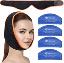 Face Ice Pack Wrap for TMJ, Wisdom Teeth, with 4 Reusable Hot Cold Therapy Gel Packs, Pain Relief for Chin, Head, Jaw, Oral and Facial Surgery, Dental Implants