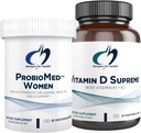 Designs for Health Vitamin D & Women's Probiotic Bundle - ProbioMed Women (30 Capsules) Gut Health & Vaginal Probiotic med vitamin D Supreme (30 kapslar) med Vitamin K2 för Immune & Bone Health