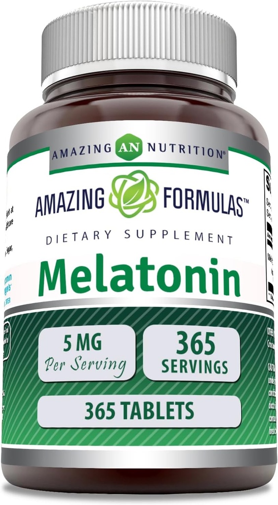 Fantastiska formler Melatonin 5 Mg Tablets Supplement | Non-GMO | Gluten Free | Made in USA (365)