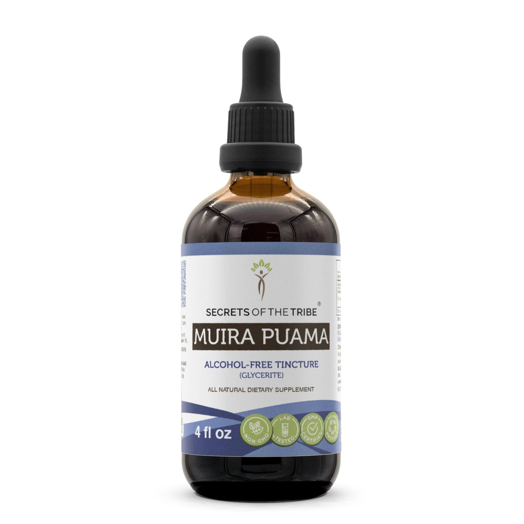 Hemligheter i stammen Muira Puama Tincture Alcohol-Free Liquid Extract, Muira Puama (Ptychopetalum Olacoides) Torkade Bark (4 FL OZ)