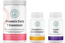 Kvinnors dagliga 7 väsentligheter, vitamin D3 + K2 Chewables & Sleep Well Bundle
