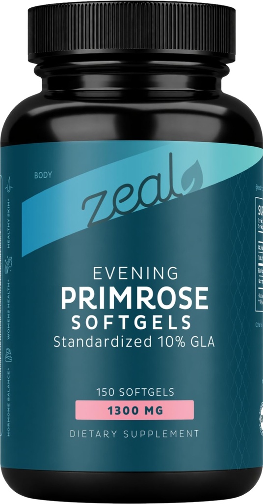 Kväll Primrose Oil Capsules (150 Liquid Softgels | 1300mg) Premium Evening Primrose Oil - Natural-Sourced Hormone Support Supplement för kvinnor - Cold Pressed w. 10% GLA