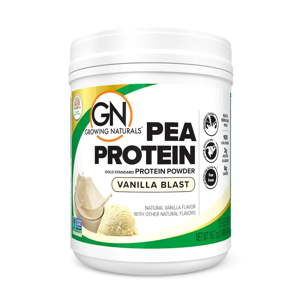 Växande natur Raw Pea Protein Powder, Vegan Plant Based Protein, BCAA, Low-Carb, Low-Sugar, Vanilla Blast, 1 pund (Pack of 1)