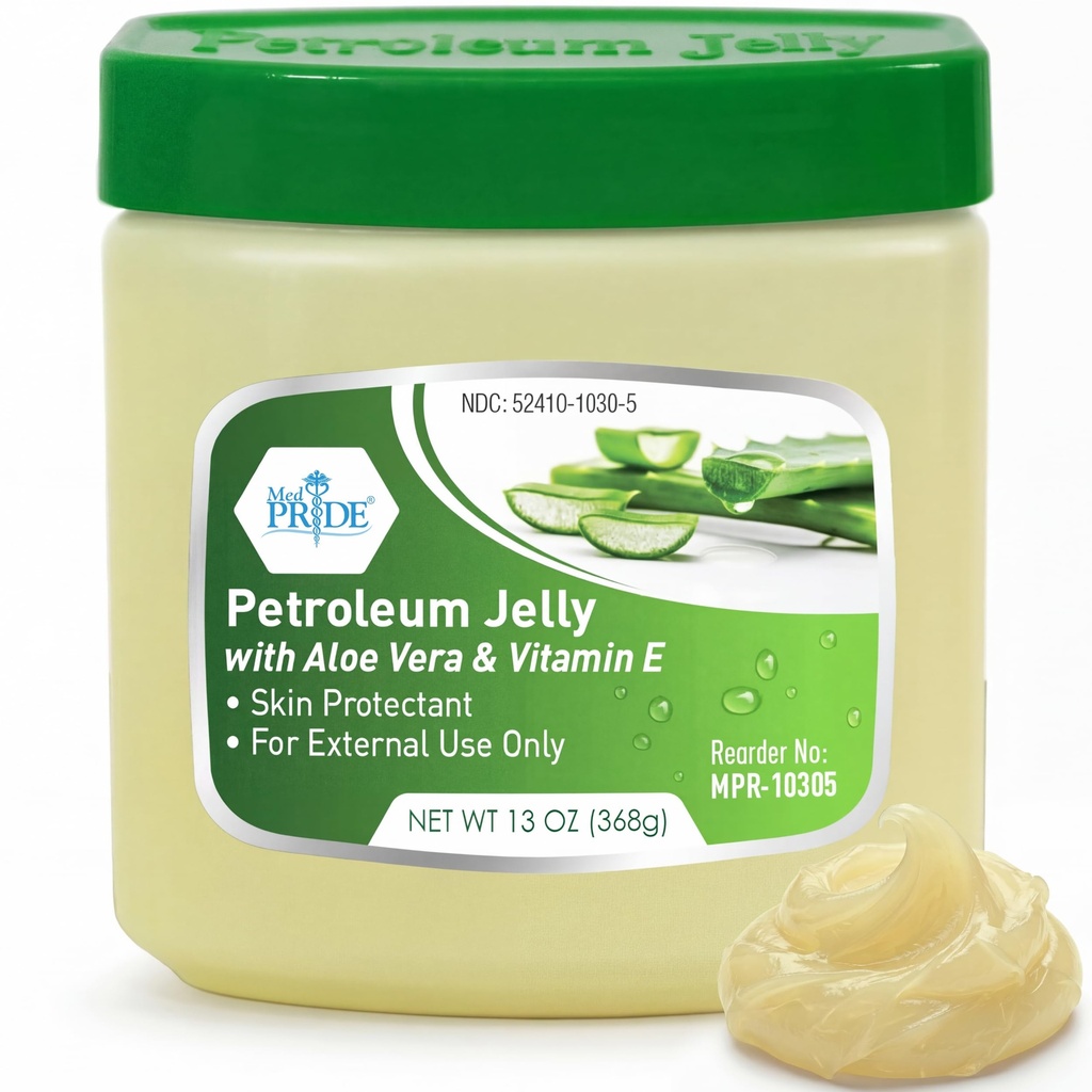 MED PRIDE Petroleum Jelly 13 Oz Tub med Aloe Vera Medicine och Vitamin E för Torr hud, Rashes, Burns, Chapped Lips, Diaper Rash