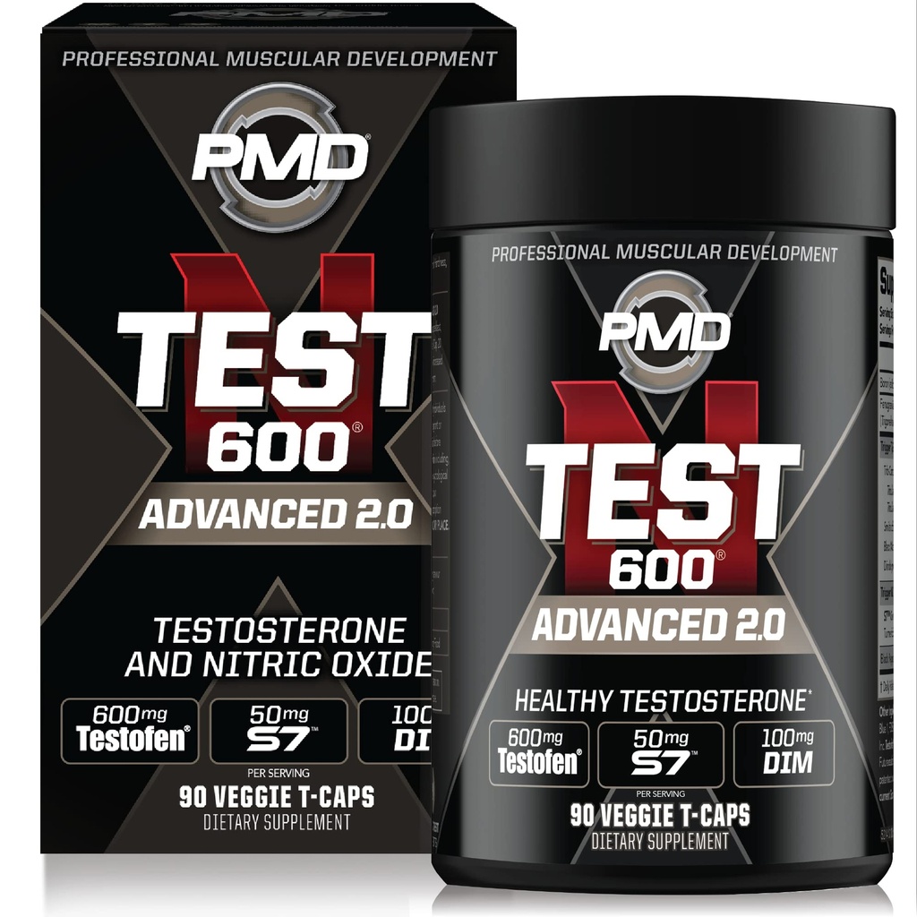 PMD Sports N-Test 600 Advanced Nitric Oxide Booster för Män - med kliniskt Studied Testofen - Lean Muscle och styrka vinster med östrogen Suppression (90 Veggie -Caps)