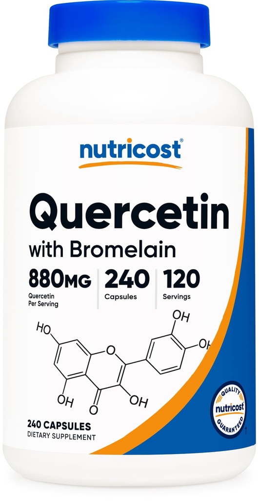 Nutricost Quercetin 880mg, 240 Vegetarian Capsules with Bromelain (165mg) - 120 Servings (440mg Quercetin Per Cap) - Gluten Free, Non-GMO