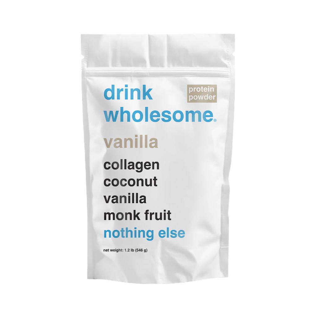 Drick hälsosamma Vanilla Collagen Protein Powder | för känsliga magar | Gut Friendly | Additive & Dairy Free | Inga konstgjorda sötningsmedel | Inget uppblåsthet, gårtor eller gas | Ingen förstoppning eller diarré
